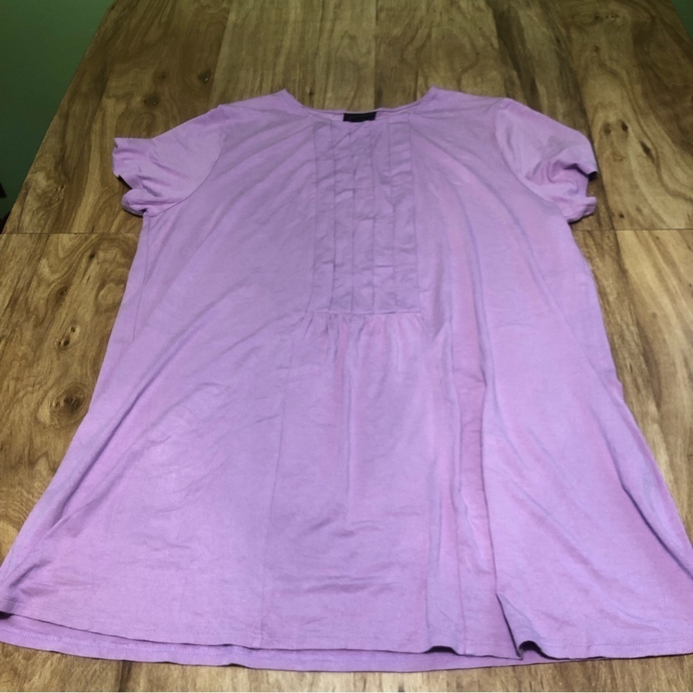 3/$25 J. Jill Wearever Collection Purple Pleated Top Size Large Short Sleeve